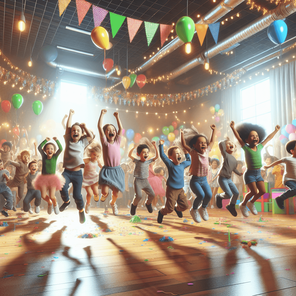 Epic party in action - kids celebrating with pure joy